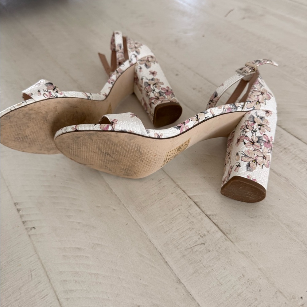 Call It Spring Floral Heels - White and Pink - Picture 3 of 5